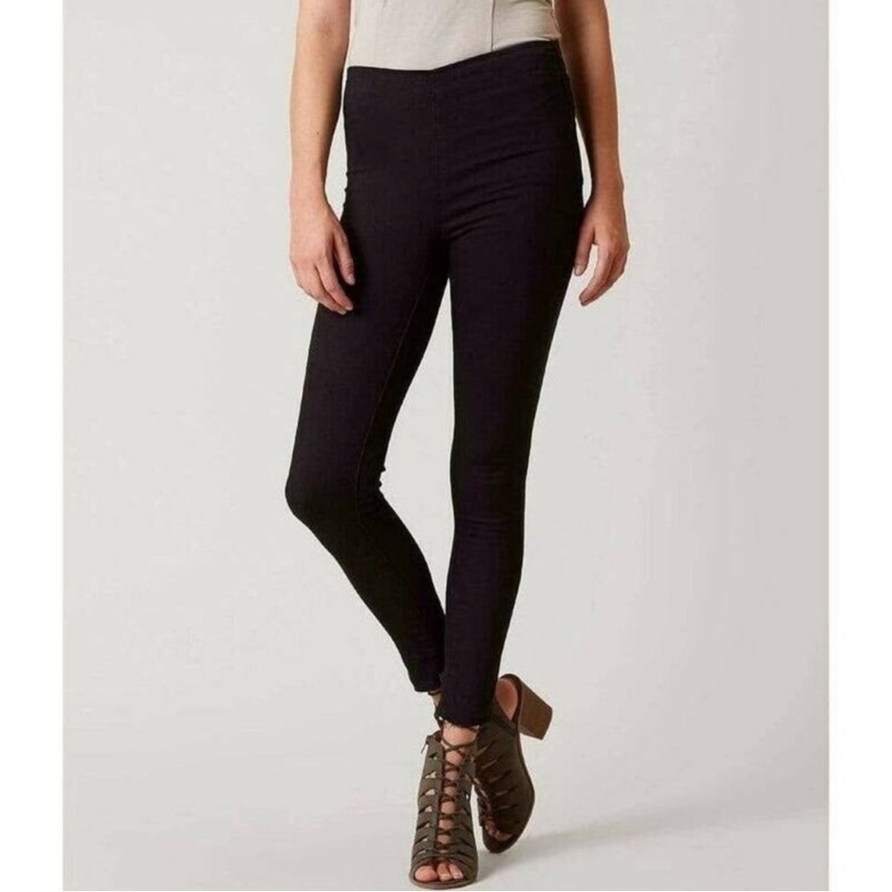 Free People Easy Goes It Raw Hem Stretch Jegging Black Jeans Denim Size 26